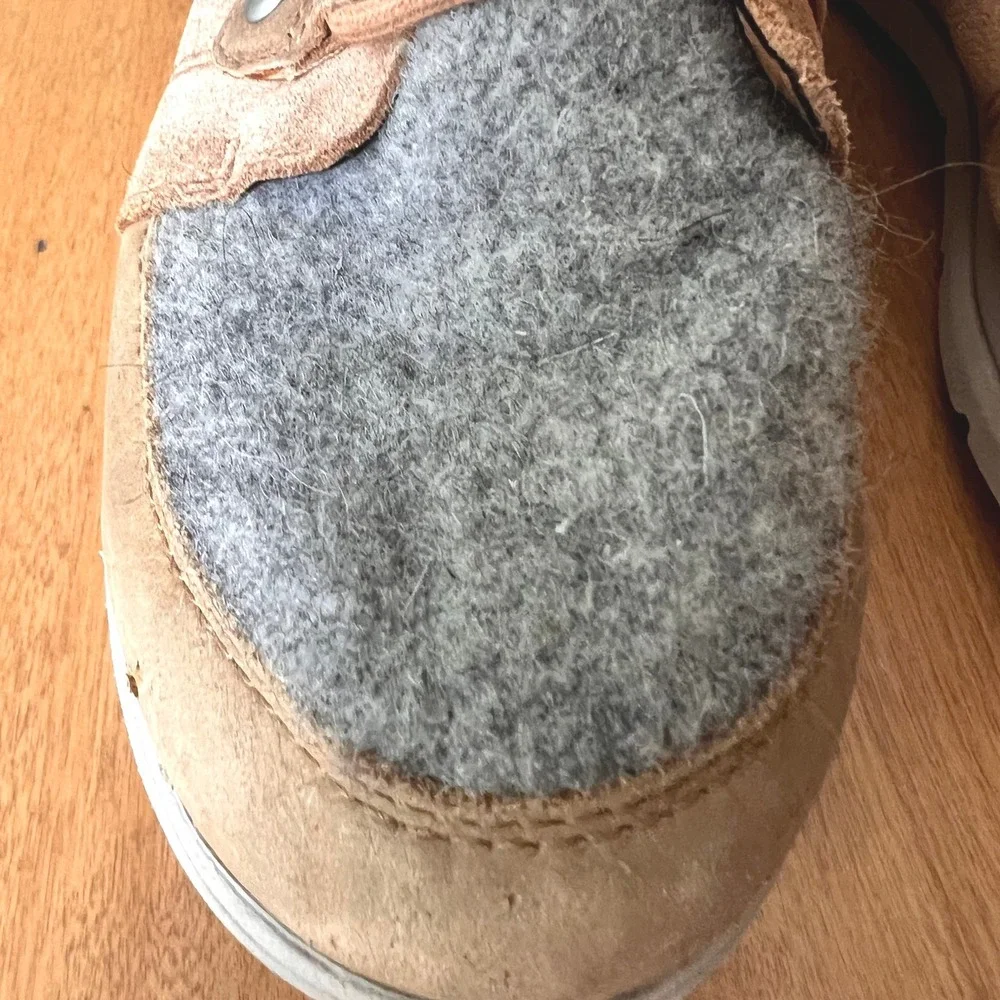 Sorel Explorer Joan Waterproof Suede Felt Winter Boots Tan Grey  Womens 8.5